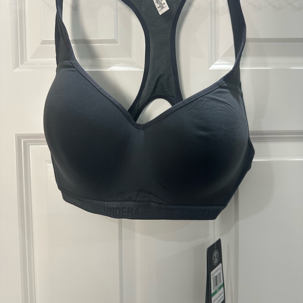 Under Armour Sports Bra 36C Black Heatgear Compression Activewear Performance